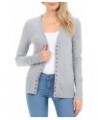 $10.82 Women's Soft Lightweight Snap Button Cardigan Sweater Ribbed Cuffs And Hem S-3X Heather Grey Sweaters