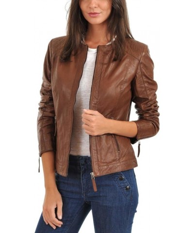 $64.50 Women Leather Jacket - Lambskin Winter Vintage Motorcycle Biker Jacket Moto Riding/Racing Coat Antique Tan Jackets