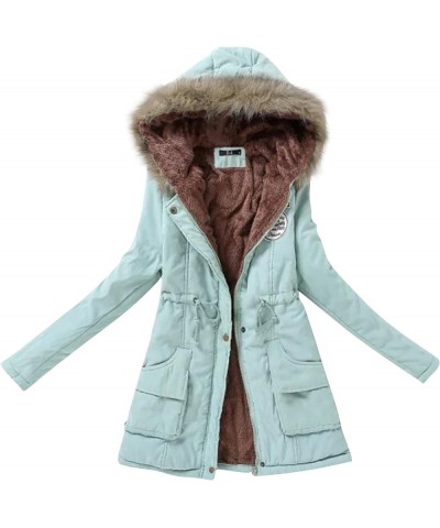 $17.35 Womens Jackets Women's Winter Puffer Coat Thicken Fleece Lined Jacket Detachable Hooded Parka 01-mint Green Jackets